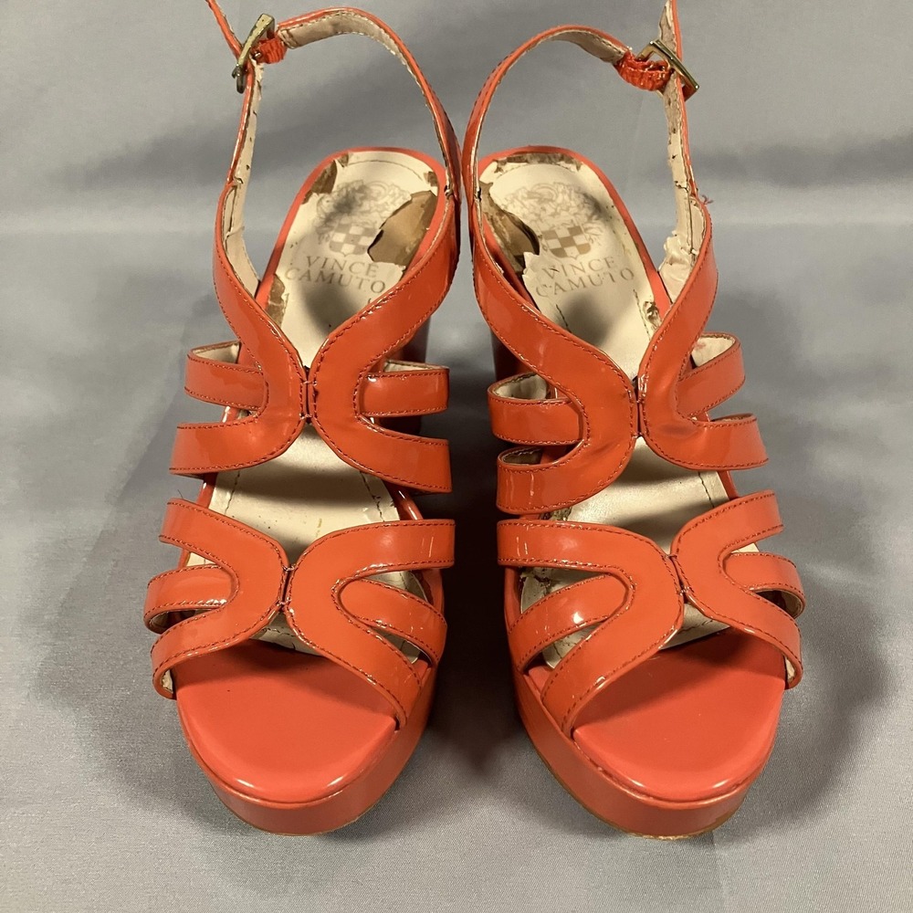 Vince Camuto Sandals‎ Womens Size 5.5M Orange Strappy Wedge Platform Heel